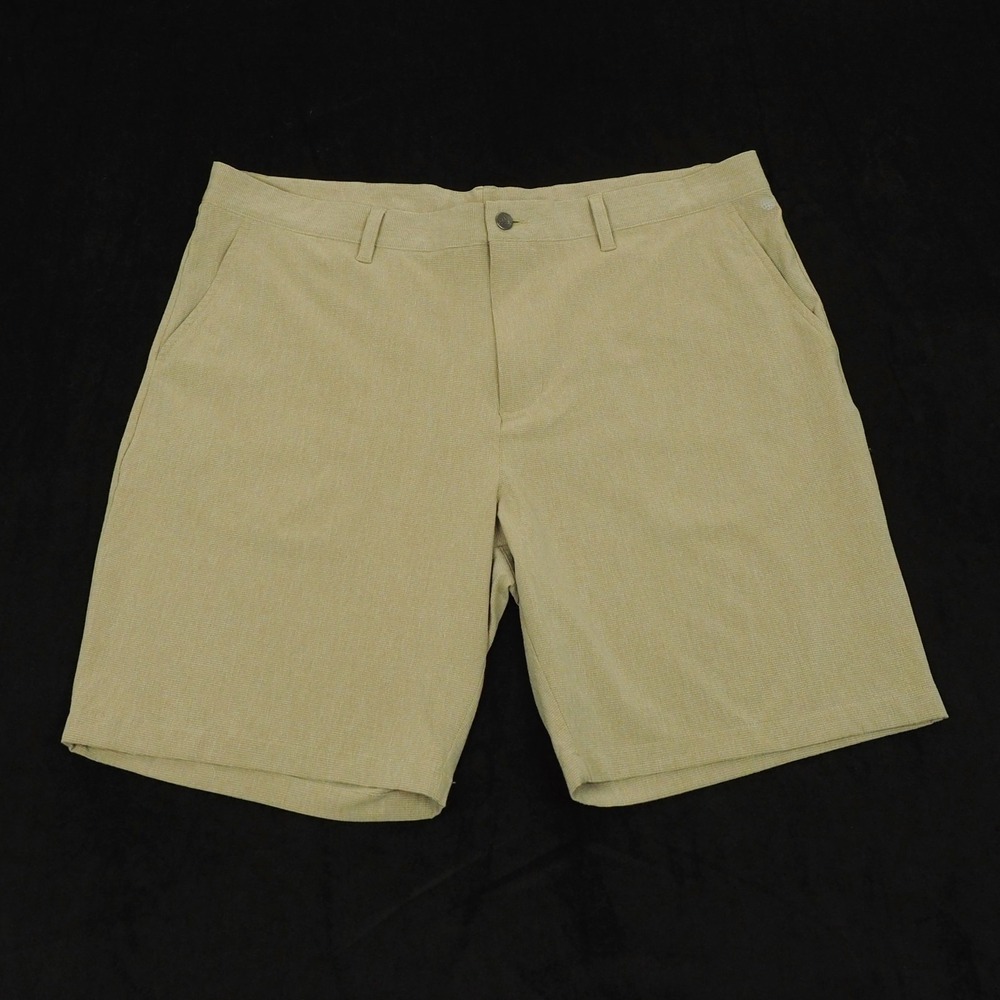 Adidas Crosshatch Golf Shorts Mens 40 Khaki Brown Flat Performance Tech Blend